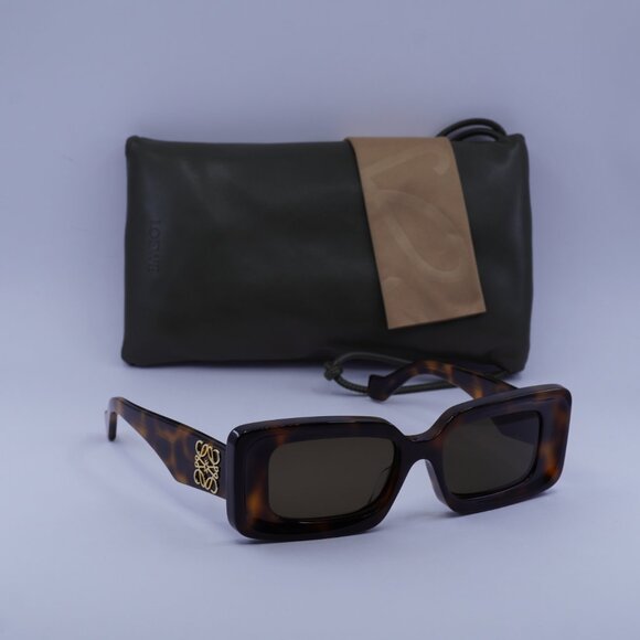 Loewe LW40102F 52E Sunglasses Dark Havana Rectangle Frame, Brown Lenses - Picture 10 of 10